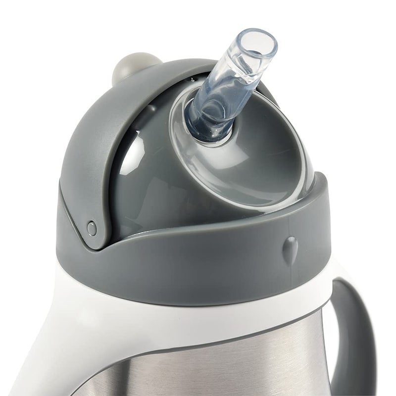 Baba BEABA Stainless Steel Straw Sippy Cup, Insulated Toddler Cups Spill Proof with Removable Handles, Made with High Grade Stainless Steel, 8+ months, 8.5 oz, Charcoal - Image 3